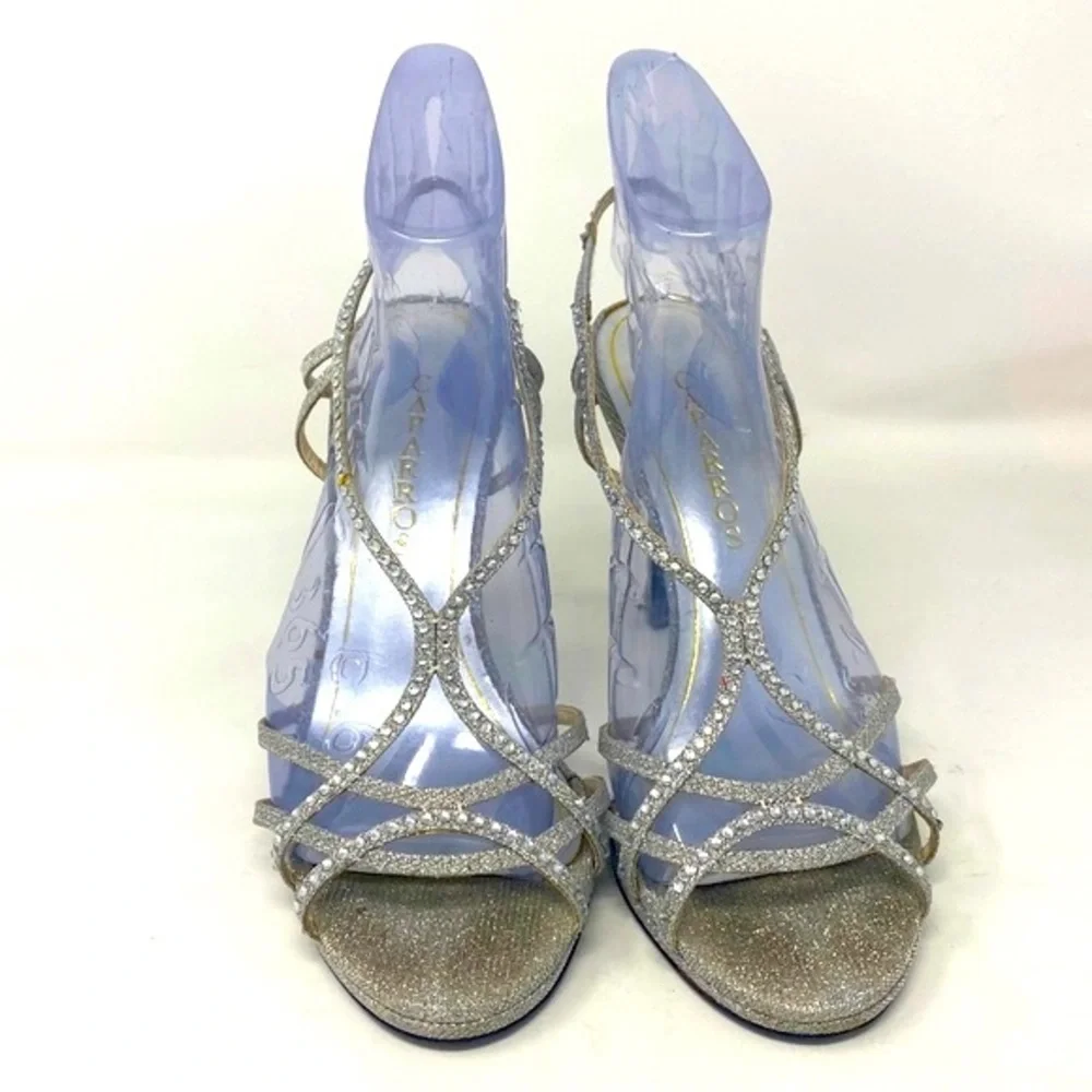 Vintage Silver glitter heels -‎ size 8.5B